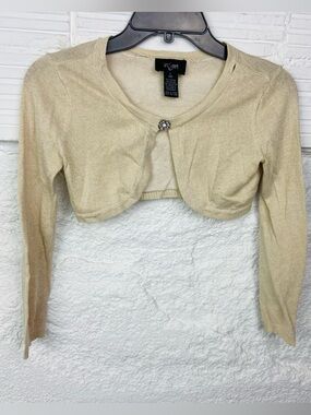 In•Girl Sparkle Champagne Cropped Cardigan size large